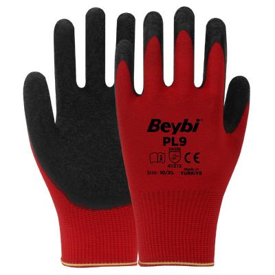Beybi Pl9 Kırmızı Lateks Kaplı İş Eldiveni - 12’Li Paket | Kaymaz, Dayanıklı Ve Ekonomik Çözüm