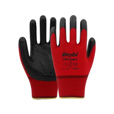 Beybi Pn3 Zebra Kırmızı Nitril Kaplı İş Eldiveni - 12’Li Paket | İnce İşlerde Yüksek Kavrama & Konfo