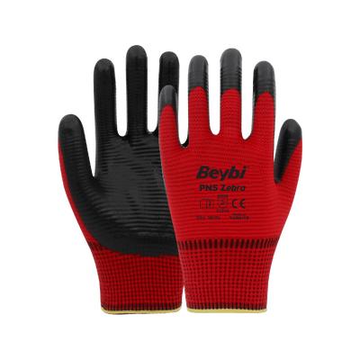 Beybi Pn5 Zebra Kırmızı Nitril Kaplı İş Eldiveni - 12’Li Paket | Yüksek Dayanım & Güvenli Kavrama