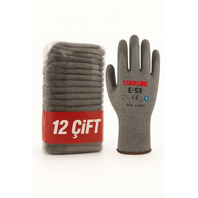 Starline E-53 Kesilmeye Dirençli Pu İş Eldiveni - 12’Li Paket | Yüksek Koruma & Kavrama